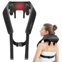 Cordless Neck Massager with Heat, 6D Kneading, Hands-Free