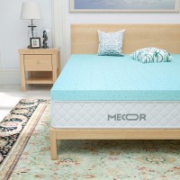 MECOR 3 inch 3” Queen Size Gel Infused Memory Foam Mattress Topper, Ventilated Design Bed Topper for Side, Back, Stomach Sleeper (Blue)