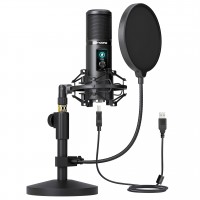 MAONO USB Computer Microphone with One-Touch Mute, Gain Knob, Shock Mount, Condenser Recording Mic for PC, Gaming, Streaming, Podcasts - AU-PM421T