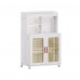 Mobile Storage Cabinet with Transparent Doors, Open Storage Shelves, 360° Rolling Wheels - 8851-2