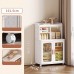 Mobile Storage Cabinet with Transparent Doors, Open Storage Shelves, 360° Rolling Wheels - 8851-2