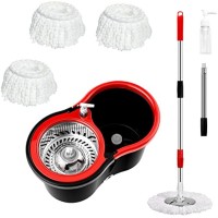 Spin Mop and Bucket with Wringer Set 360° Microfiber Mop, Self-Wringing System, Telescopic Stainless Steel Handle, 3 Mop Heads, Soap Dispenser Floor Cleaning for Home Spin Mop and Bucket with Wringer Set 360° Microfiber Mop, Self-Wringing System, Telescopic Stainless Steel Handle, 3 Mop Heads, Soap Dispenser Floor Cleaning for Home