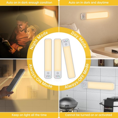 2-Pack LED Motion Sensor Light, Wireless Under Cabinet Lights with 3 ...