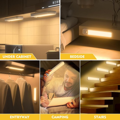 2-Pack LED Motion Sensor Light, Wireless Under Cabinet Lights with 3 ...