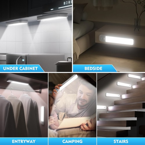 2-Pack LED Motion Sensor Light, Wireless Under Cabinet Lights with 3 ...