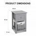 Set of 2 Nightstand, Solid Wood Bedside Table with Drawer and Wicker Basket for Home, Living Room, Bedroom 31 x 28 x 45cm (Grey) - D01-Blue-X