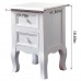 Set of 2 Bedside Table, Nightstand Organizer Storage Cabinet with 2 Drawers for Home, Bedroom (White) - D03-W-X