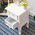 Set of 2 Bedside Table, Nightstand Organizer Storage Cabinet with 2 Drawers for Home, Bedroom (White) - D03-W-X