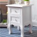 Set of 2 Bedside Table, Nightstand Organizer Storage Cabinet with 2 Drawers for Home, Bedroom (White) - D03-W-X
