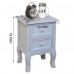 Bedside Table, Nightstand Organizer Storage Cabinet with 2 Drawers for Home, Bedroom (Grey) - D03-Grey