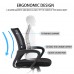 Ergonomic Office Chair, Modern Adjustable Computer Chair with Lumbar Support, Armrests, Swivel Wheels for Home, Office (Black) - DY-YZ01-BL-BL
