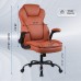 KASORIX Ergonomic Office Chair, Adjustable Swivel Chair with PU Leather, High-Back Lumbar Support, Flip-Up Armrests for Home, Office (Brown) - GD-9351