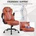KASORIX Ergonomic Office Chair, Adjustable Swivel Chair with PU Leather, High-Back Lumbar Support, Flip-Up Armrests for Home, Office (Brown) - GD-9351