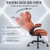 KASORIX Ergonomic Office Chair, Adjustable Swivel Chair with PU Leather, High-Back Lumbar Support, Flip-Up Armrests for Home, Office (Brown) - GD-9351