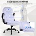KASORIX Ergonomic Office Chair, Adjustable Swivel Chair with Velvet Lining, High-Back Lumbar Support, Flip-Up Armrests for Home, Office (Velvet White) - GD-9351