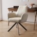 Modern Office Chair, No Wheel Ergonomic Upholstered Chair with Metal Legs, Swivel Base for Home, Living Room, Office (Beige) - JD7562-1-032-MC