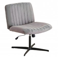 Criss Cross Office Chair, Wide Armless Swivel Chair with Adjustable Height, Velvet Fabric, No Wheels for Home, Office (Grey) - X-5122 