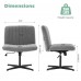 Criss Cross Office Chair, Wide Armless Swivel Chair with Adjustable Height, Velvet Fabric, No Wheels for Home, Office (Grey) - X-5122 