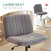 Criss Cross Office Chair, Wide Armless Swivel Chair with Adjustable Height, Velvet Fabric, No Wheels for Home, Office (Grey) - X-5122 