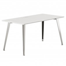 Modern Office Desk, 48" x 24" inch Table with Beveled Desktop, Flared Metal Legs for Home, Office (White-Mirror) - TB-ST-1206-B-WT