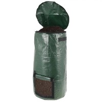 Organic Compost Bag, 80 x 40cm Large Capacity PE Fermenting Waste Bag with Lid for Kitchen, Garden, Yard, Outdoor Compost (Dark Green)