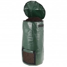 Organic Compost Bag, 80 x 40cm Large Capacity PE Fermenting Waste Bag with Lid for Kitchen, Garden, Yard, Outdoor Compost (Dark Green)