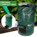 Organic Compost Bag, 80 x 40cm Large Capacity PE Fermenting Waste Bag with Lid for Kitchen, Garden, Yard, Outdoor Compost (Dark Green)