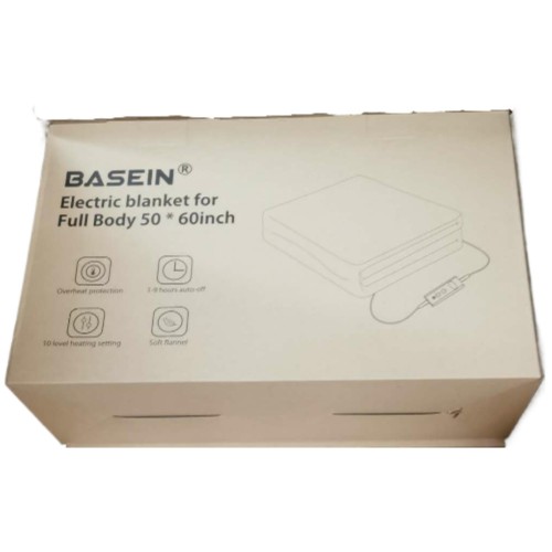 BASEIN Electric Heated Throw Blanket 153 x 127 cm Soft Flannel Heating Blanket with Auto Off