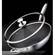 Multi-layer 12'' Stainless Steel Non-Stick Cooking Wok Cookware Frying Pan