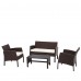 4 PCS Patio Furniture Set, Outdoor Rattan Wicker Conversation Set with Coffee Table, 2-Seater Sofa, 2 Arm Chairs for Home, Yard, Backyard - JDW4