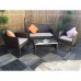 4 PCS Patio Furniture Set, Outdoor Rattan Wicker Conversation Set with Coffee Table, 2-Seater Sofa, 2 Arm Chairs for Home, Yard, Backyard - JDW4
