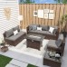 2 PCS Patio Furniture Set, Outdoor Wicker Rattan Sectional Armless Sofa Chair with Cushions (Grey) - NBCS018GRFS-B