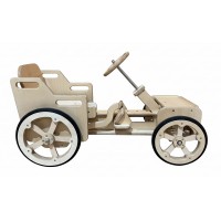 Wooden Pedal Ride-On Car for Kids – Durable Go-Kart Style with Steering Wheel, Four Wheels, Balance & Coordination Training, Indoor/Outdoor Play Model C2302
