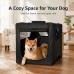  Soft Sided Dog Crate, Large Folding Portable Pet Kennel with Mesh Ventilation, Fleece Bed, Carry Handles & Storage Pouch, Black Travel Crate for Dogs, 107 x 79 x 78 cm