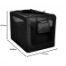  Soft Sided Dog Crate, Large Folding Portable Pet Kennel with Mesh Ventilation, Fleece Bed, Carry Handles & Storage Pouch, Black Travel Crate for Dogs, 107 x 79 x 78 cm