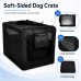  Soft Sided Dog Crate, Large Folding Portable Pet Kennel with Mesh Ventilation, Fleece Bed, Carry Handles & Storage Pouch, Black Travel Crate for Dogs, 107 x 79 x 78 cm