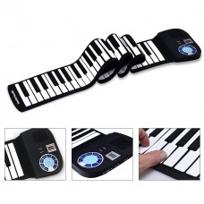 88-Key Roll-Up Digital Piano Rechargeable Electronic Silicone Keyboard - Black