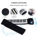 88-Key Roll-Up Digital Piano Rechargeable Electronic Silicone Keyboard - Black