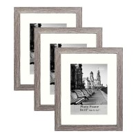 3-Pack Wood Style Photo Frame Set, Mat to 5 x 7"  for Wall Pictures, Decor, Home, Tablestand  - 8 x 10" (20 x 25 cm)