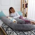 U-Shaped Support Pillow, Full Body Side Sleeping Pillow with Soft Velvet Cover, Adjustable PP Cotton Filling, Grey, Back, Waist, Hip, Leg & Belly Support