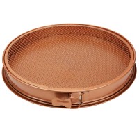 COPPER CHEF 12" inch Pizza & Crisper Pan Set, 3-PC Pizza Pan Set with Double-Sided Pan, Crisper Screen, Spring Form Wall, Non-Stick Coating, Heat Resistant, Dishwasher Safe
