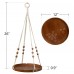 Macrame Plant Hanger, Indoor Hanging Planter Shelf Pot Holder with Wood Tray, Boho Home Decor - 2JYB