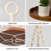 Macrame Plant Hanger, Indoor Hanging Planter Shelf Pot Holder with Wood Tray, Boho Home Decor - 2JYB