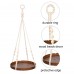 Macrame Plant Hanger, Indoor Hanging Planter Shelf Pot Holder with Wood Tray, Boho Home Decor - ISMV