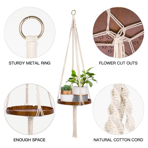 Macrame Plant Hanger Macrame Wall Hanging Woven Tapestry Window Curtain Valance Boho Bedroom Decor Wedding Backdrop Rope Triple Planter