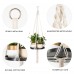 Macrame Plant Hanger, Indoor Hanging Planter Shelf Pot Holder with Wood Tray, Boho Home Decor - XHIX