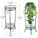 2-Tier Plant Stand, 69cm Tall Metal Rustproof Rack for Indoor, Outdoor, Home, Living Room, Patio, Garden (Black) - X003COSVAD