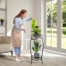 2-Tier Plant Stand, 69cm Tall Metal Rustproof Rack for Indoor, Outdoor, Home, Living Room, Patio, Garden (Black) - X003COSVAD