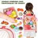 BeebeeRun 41 Pcs Cutting Pretend Play Food with Clear Backpack, Educational Food Learning Toys with Plastic Fruits, Vegetables, Mini Dishes, Pots, Pans - 8400