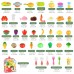 BeebeeRun 41 Pcs Cutting Pretend Play Food with Clear Backpack, Educational Food Learning Toys with Plastic Fruits, Vegetables, Mini Dishes, Pots, Pans - 8400